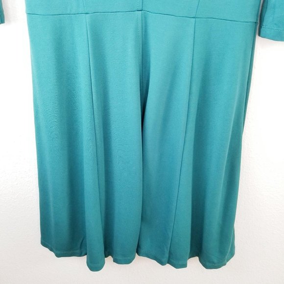 Lark & Ro 3/4 Sleeve Fit and Flare Dress Green - Picture 6 of 11